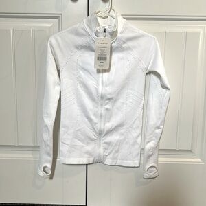 Fabletics Delta Seamless Long-Sleeve Zip Up white